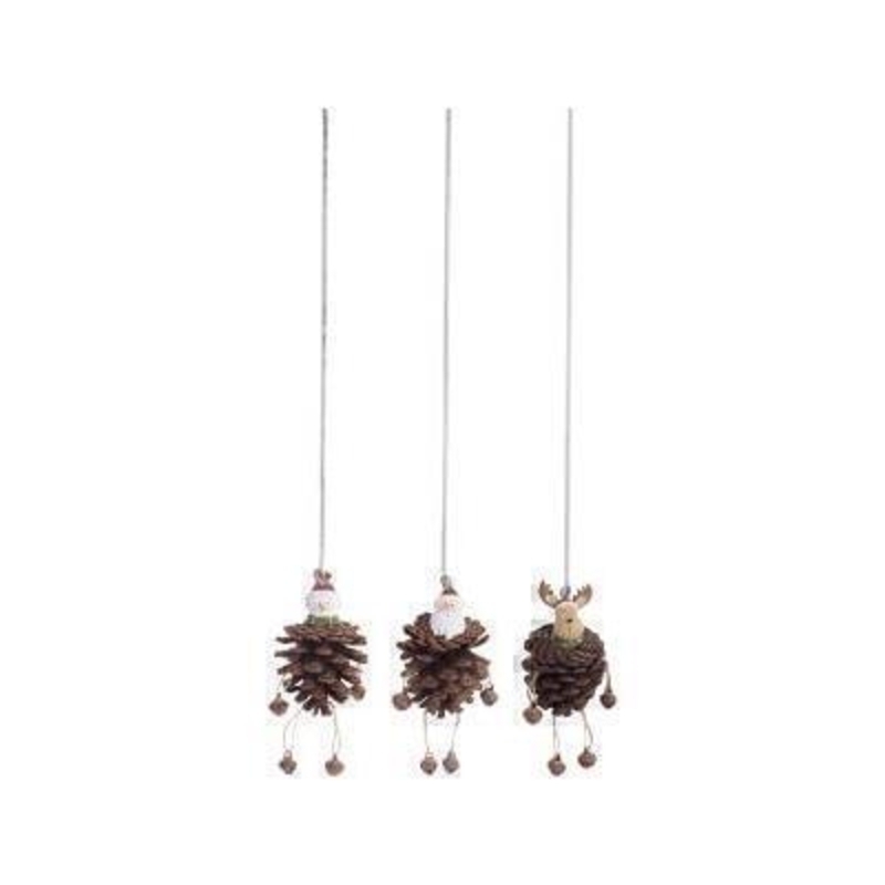 Choice of Santa Snowman or a reindeer style pine cone on a bouncy cord designed by Transomnia
